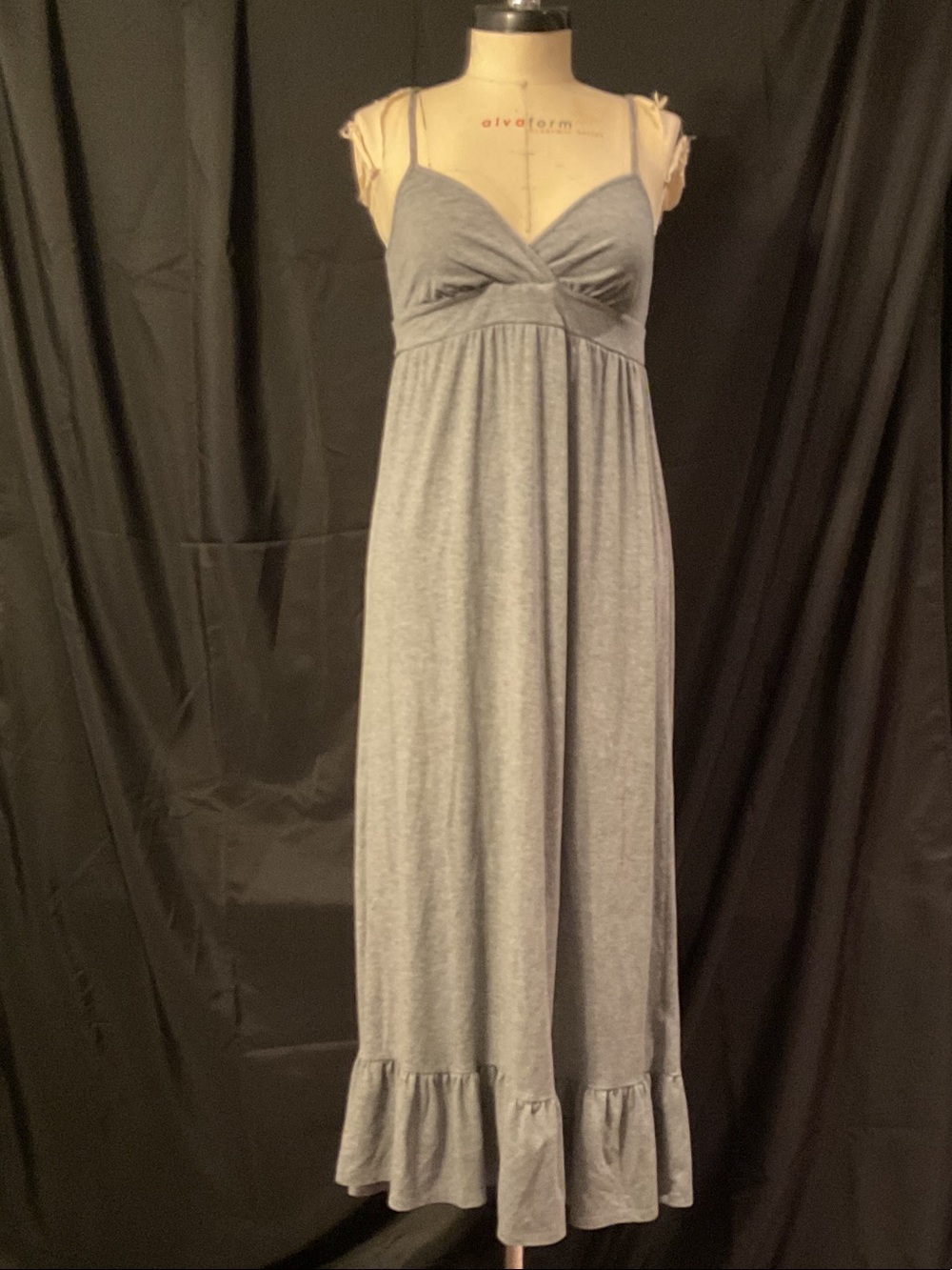 Grey Maxi Dress with Ruffle Hem